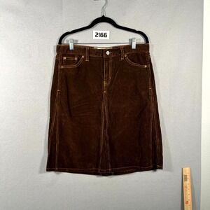 Gap Jeans Corduroy Skirt Womens 10 Brown Cotton Stretch Pockets Work Casual